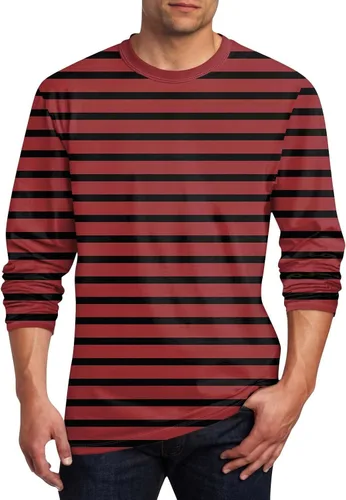 Vista 9 de Camisas casuales para hombre, de manga larga, cuello redondo, elásticas, suaves, casuales, S-4XL