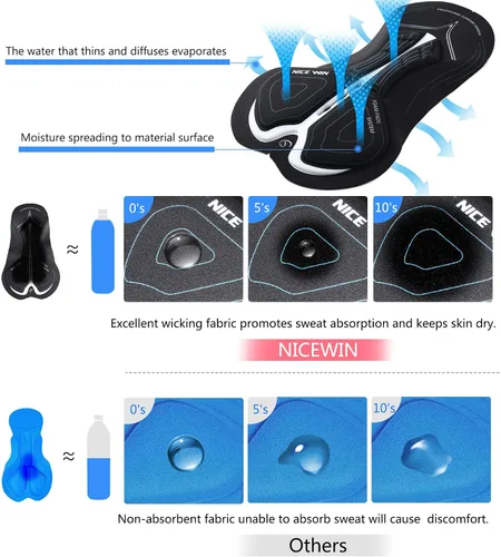 Vista 5 de NICEWIN Pantalones cortos de bicicleta acolchados 4D para hombre ropa interior de ciclismo antideslizante con cintura ancha para ciclismo bicicleta