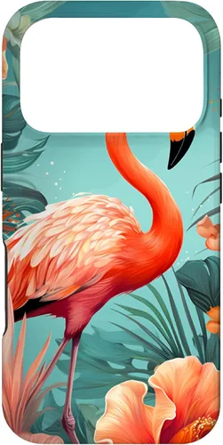 Vista 27 de Tropical Pink Flamingo Teal Orange Wildflower Palm Leaves Case for iPhone 17