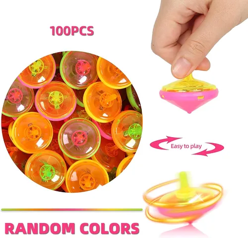 Vista 8 de PROLOSO 100 piezas iluminan para arriba Spinning Tops LED intermitentes con giroscopio