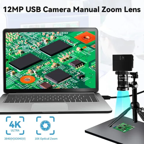 Vista 8 de Cámara web USB 4K 1080P @120fps Cámara de alta velocidad con montaje CS-0.197-1.969 in 10X Teleobjetivo zoom lente manual 12MP capacidad de primer