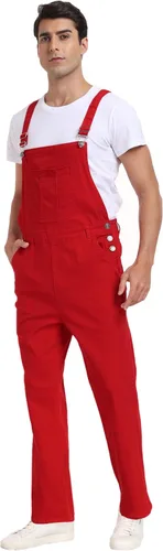 Vista 8 de Overol de mezclilla para hombre, ajustado, elástico, a la moda, con bolsillos