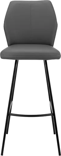 Vista 4 de Armen Living Taburete de cuero sintético gris Tandy y metal negro de 26 pulgadas