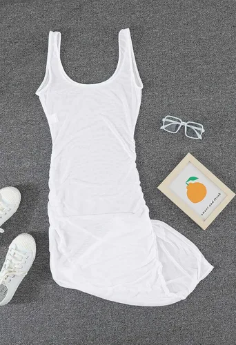 Vista 3 de Meenew Traje de baño de malla transparente para mujer, vestido de playa ajustado