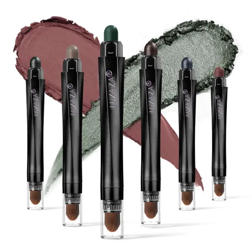 Vista 10 de 6 unidades de sombra de ojos en barra de maquillaje en barra, metálico y mate, brillo de ojos, lápiz de lápiz, A01-marrón neutro A-marrón neutro
