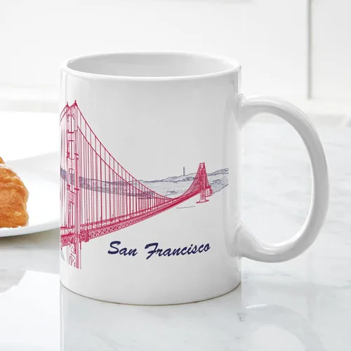 Vista 5 de CafePress Taza de café de cerámica de 11 oz (11.0 fl oz) de San Francisco Blanco - Taza San Francisco