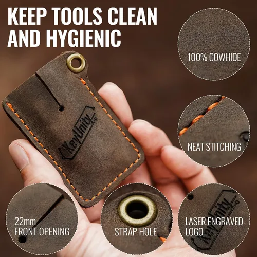 Vista 2 de KeyUnity Funda de cuero EDC organizador de bolsillo cosido a mano bolsa deslizante