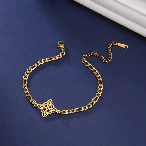Vista 12 de Pulsera de nudo de bruja, nudo celta, símbolo de Wicca pagana, nudo mágico, pulsera de joyería de brujería, pulsera de acero inoxidable ajustable