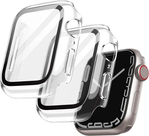 Vista 13 de JETech Funda para Apple Watch SE 3/2/1, Series 6/5/4 de 1.575 in, color negro con protector de pantalla, vidrio templado incorporado, alta