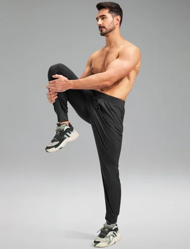 Vista 6 de Pantalones deportivos para hombre con bolsillos con cremallera, pantalones deportivos elásticos para entrenamiento, gimnasio, golf, correr, casual