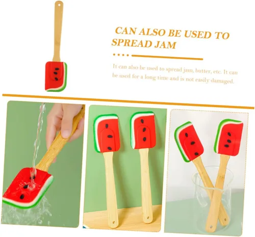 Vista 6 de Espátula de silicona con diseño de sandía, mango ergonómico para remover tartas, para un uso seguro y cómodo para hacer postres y más