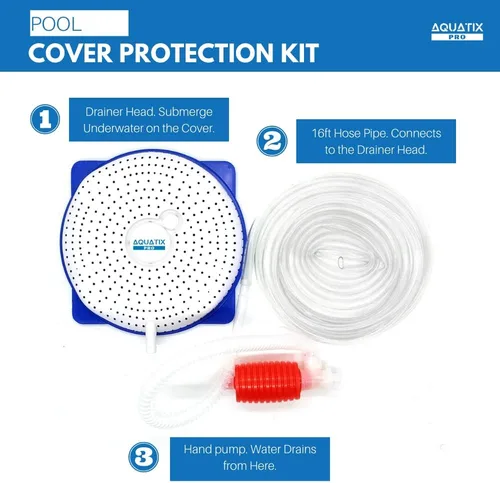 Vista 4 de Aquatix Pro kit de secador de alberca para suelo con cubierta sifón y bomba y manguera de 16 pies