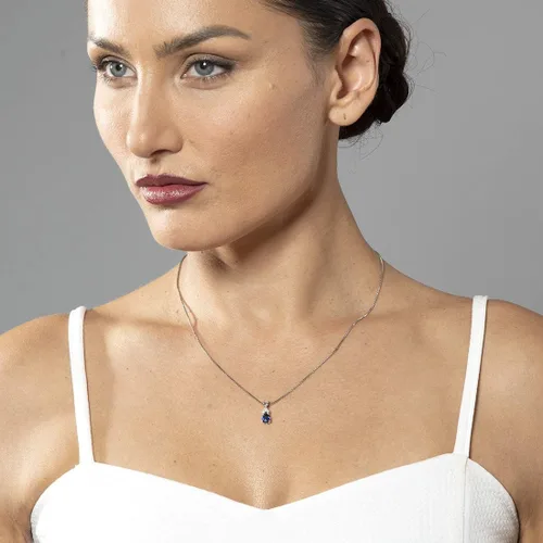 Vista 2 de Peora Colgante de oro de 14 quilates para mujer con diamantes, delicado solitario en forma de lágrima de 0.276 x 0.197in en piedras preciosas