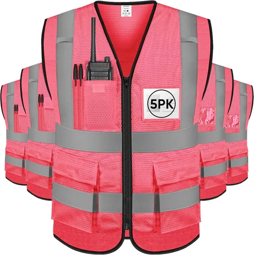Vista 34 de TICONN Chaleco de seguridad reflectante de alta visibilidad Clase II de malla para mujeres y hombres Cumple con los estándares ANSI