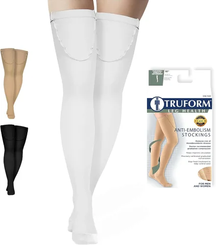 Vista 14 de Truform Medias Antiembólicas, Estilo Hospitalario de Recuperación Poscirugía hasta el Muslo, Compresión de 18 mmHg para Hombres y Mujeres, Medias