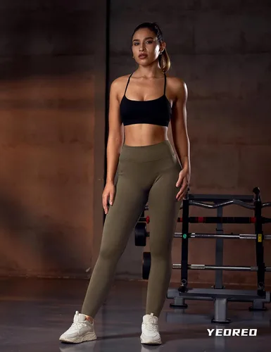 Vista 5 de YEOREO Liz - Leggings de entrenamiento para mujer, cintura alta, levantamiento de glúteos, espalda en V, sin costuras, para gimnasio, yoga