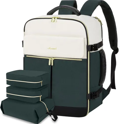 Vista 19 de LOVEVOOK: mochila de transporte de 40L, mochila de viaje para mujer con 3 cubos de embalaje