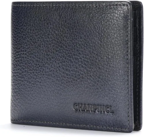 Vista 39 de Billetera de piel triple con bloqueo RFID para hombre con 2 ventanas de identificación, 2 compartimentos para efectivo, 6-8 ranuras para tarjetas
