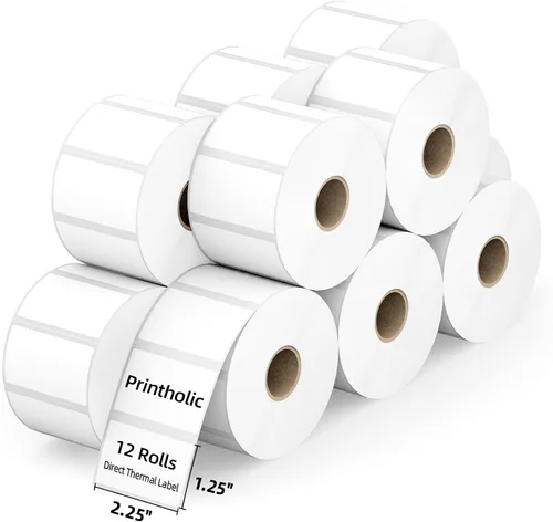 Vista 8 de Etiquetas térmicas de código de barras/SKU de 2 x 1 pulgada, 12 rollos - 1300/rollo, núcleo de 1 pulgada Fit for Rollo/Zebra Label Printers