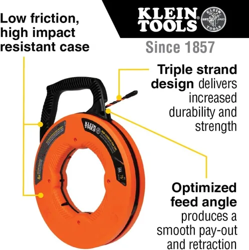 Vista 9 de Klein Tools 50375 Cinta de pescado de 75 pies, poliéster Hi-Flex, solución de tracción de cable eléctrico para flexibilidad y resistencia