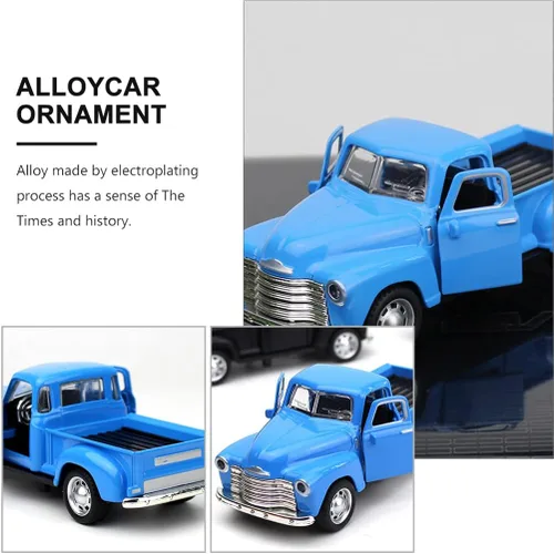 Vista 3 de Toyvian Modelo de autos clásicos de metal fundido a presión, figura de camioneta antigua, de aleación, vintage, coleccionable, juguete, mini