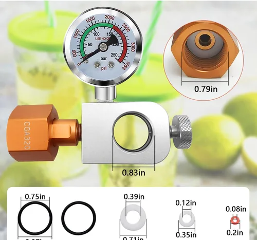 Vista 2 de Adaptador de recarga de CO2 para refrescos, adaptador de llenado con manómetro y válvula de alivio de presión, recarga de corriente para Soda