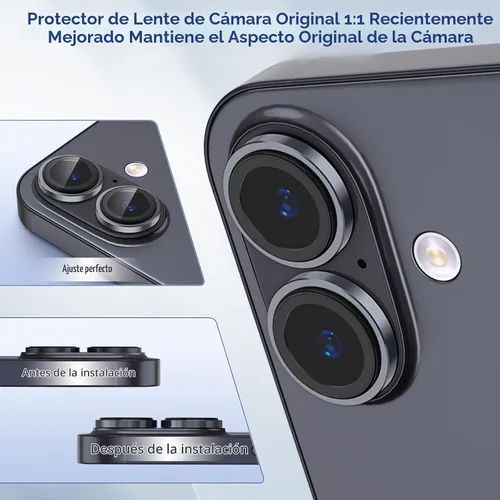 Vista 5 de Protector de lente de cámara para iPhone 17, protector de pantalla individual original Dureza 9H, resistente a los arañazos, compatible con fundas