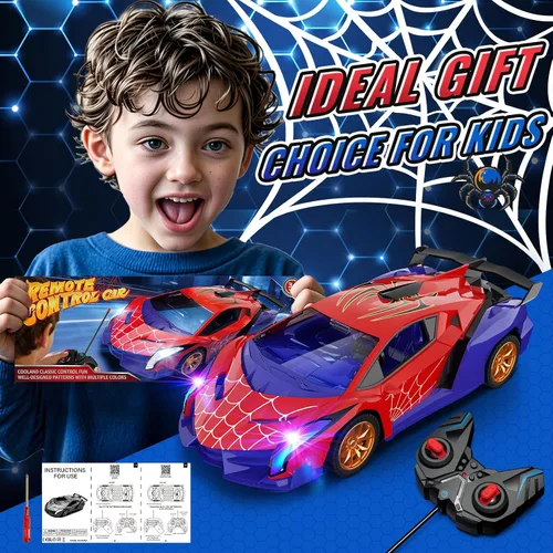 Vista 7 de ZIROKAY Coche de control remoto de araña con luces de flash multicolor, autos RC Drift, juguetes de araña, regalos para niños de 3, 4, 5, 6, 8, 7