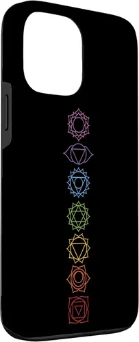 Vista 3 de Funda para iPhone 13 Pro Max, regalo espiritual Zen Rainbow Chakras alineados para amantes del yoga