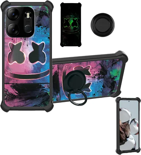 Vista 25 de Aroepurt Funda compatible con Nothing Phone 2a Phone Case Cover [PC duro + silicona suave] [soporte de anillo] [efecto luminoso] YGH-BQ