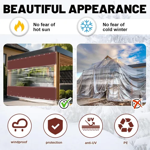 Vista 5 de SmoothNovelty Cortinas de vinilo de 8 pies de alto x 10 pies de ancho para patio, panel transparente, impermeable, resistente a los rayos UV