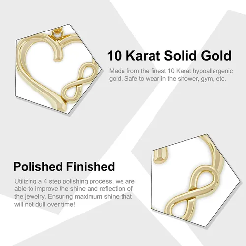Vista 2 de Charm America - Charm de corazón infinito de oro - Oro macizo de 10 quilates, Oro
