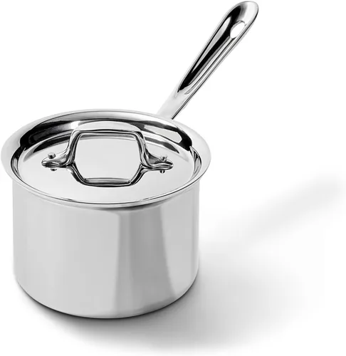 Vista 12 de All-Clad D3 Cacerola de Acero Inoxidable de 3 Capas 1 Cuarto Inducción Horno Gratinador Seguro 600F Ollas y Sartenes, Utensilios de Cocina Plateado