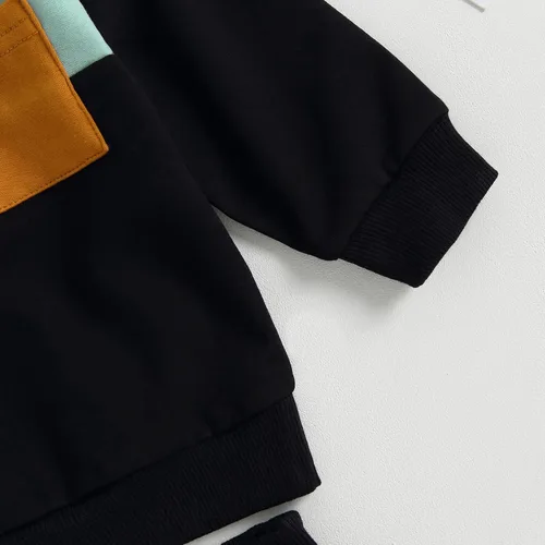Vista 3 de Kupretty Conjunto de sudadera de manga larga con bloques de color y pantalones deportivos para bebé niño