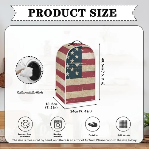 Vista 6 de Mumeson Funda protectora para licuadora de bandera americana, protector de polvo y huellas dactilares, compatible con la mayoría de licuadoras