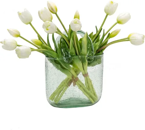 Vista 26 de DUYONE 15 flores de tulipanes artificiales, ramo de látex de tacto real, tulipanes falsos para oficina, boda, fiesta, hogar, cocina, jardín