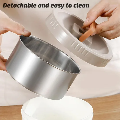 Vista 4 de TOPINCN Termo para comida caliente, 3 capas, apilable, aislada, caja de almuerzo aislada al vacío de acero inoxidable de 2.6 L, recipiente