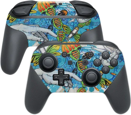 Vista 3 de MightySkins Skin compatible con Nintendo Switch Pro Controller - Negro abstracto Funda protectora de vinilo duradera y única Fácil de aplicar
