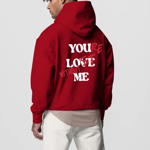 Vista 3 de WENKOMG1 Sudaderas con capucha para hombres, sudadera estampada con estampado de Lost Without Me, casual, para invierno, otoño, ropa de abrigo