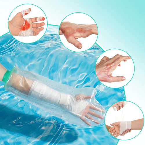 Vista 6 de Manga de ducha de brazo, manga impermeable para ducha, protector de ducha para brazo, protección impermeable para muñeca, codo, dedo, mano
