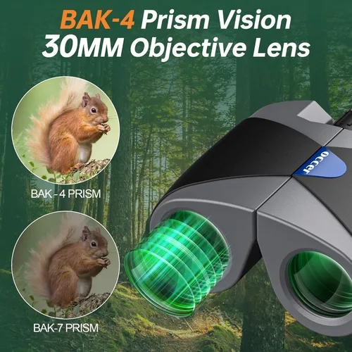 Vista 4 de 15x30 Binoculares compactos para adultos y niños - Occer Binoculares de gran vista de alta potencia para observación de aves - Prismáticos ligeros