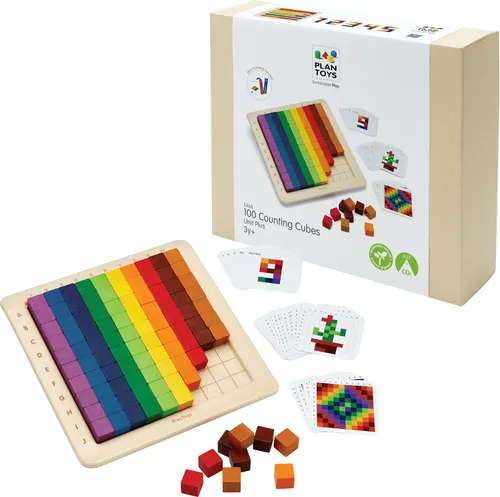 Vista 9 de PlanToys® Wooden Math Blocks & Rods Montessori Kids STEM Learning Toy Set Math Blocks and Rods