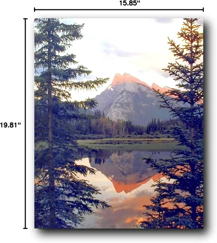 Vista 3 de Reflexión de una montaña en un lago Banff National Park Alberta Canada Decor Art Print – Póster de pared (16 x 20)