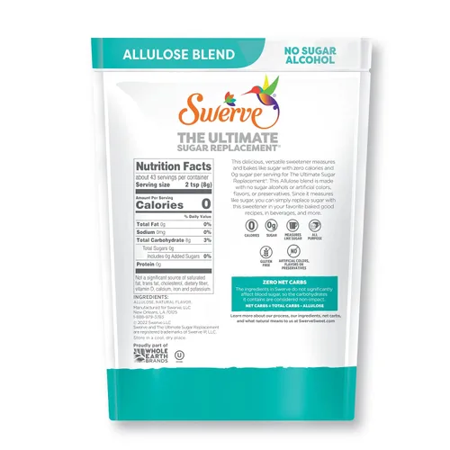 Vista 3 de Swerve Zero Calorie Allulose Blend - Edulcorante de reemplazo de azúcar granular, sin alcohol de azúcar, apto para dieta cetogénica, sin eritritol