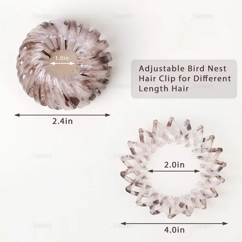 Vista 5 de AUEAR, Paquete de 7 pinzas para el cabello mágicas de nido de pájaros, accesorios para el cabello para mujer, coleteros para cola de caballo