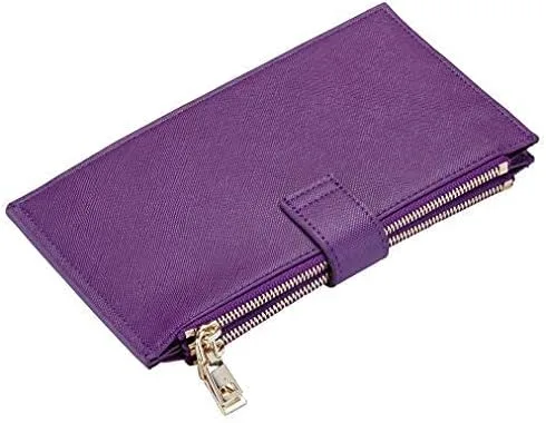 Vista 4 de Travelambo Cartera para mujer con múltiples tarjetas y monedero de cuero para apretar