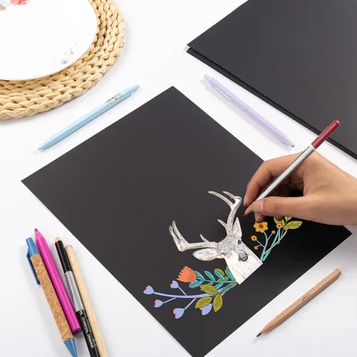 Vista 3 de 30 hojas de papel de cartulina de 8 1/2 x 11 pulgadas para manualidades y invitaciones (negro)
