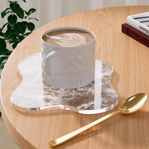 Vista 10 de Posavasos Decorativos de Acrílico, Posavasos Irregulares para Bar y Bebidas, Posavasos para Taza de Café con Forma de Nube Transparente, Perfecto