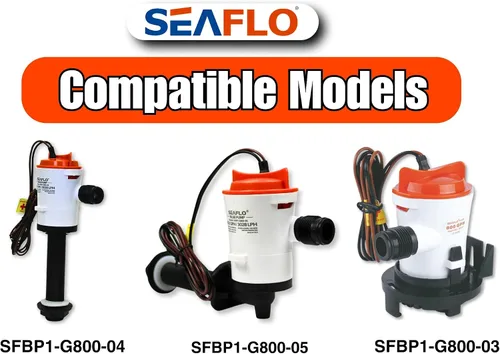 Vista 3 de SEAFLO Motor de cartucho de repuesto para bomba de sentina, Livewell/Baitwell de 12 V, 800 GPH, compatible con los modelos SEAFLO SFBP1-G800-03