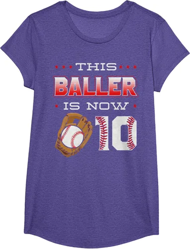 Vista 22 de This Baller Is Now 10 - Camiseta de béisbol para fiesta temática de cumpleaños número 10, Negro